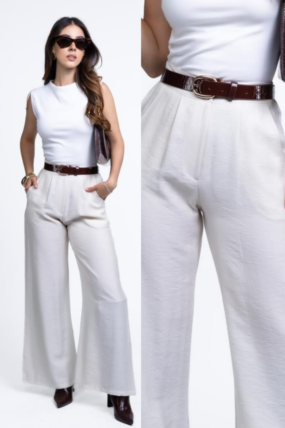 Pantalón Tiro Alto con Pretina Combinada