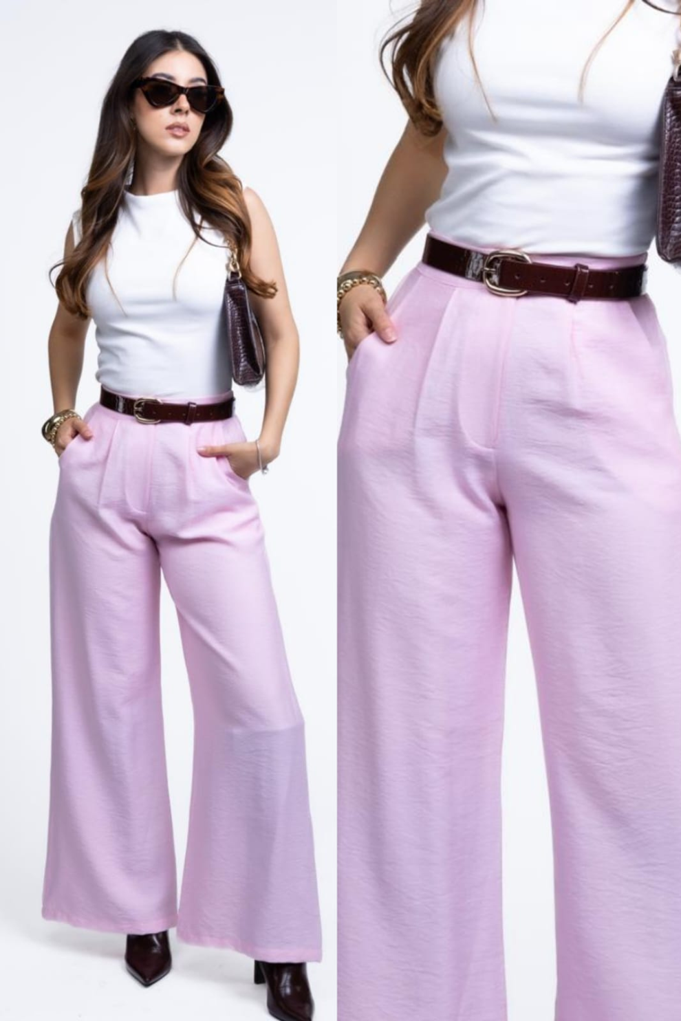 Pantalón Tiro Alto con Pretina Combinada