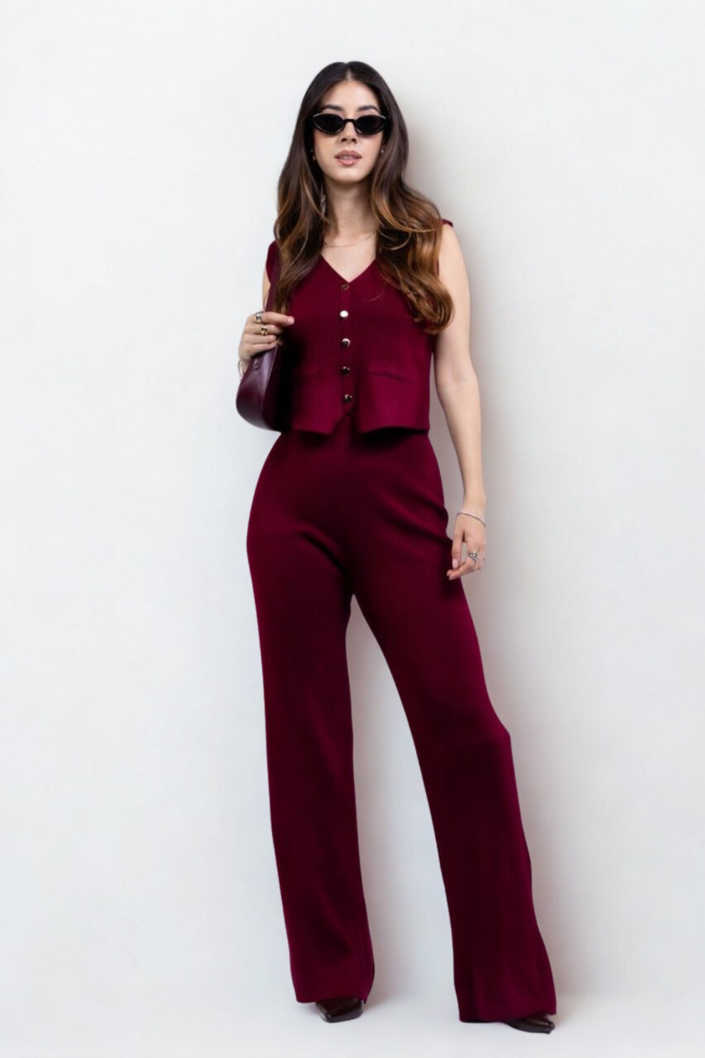 Conjunto Tejido Chaleco & Pantalón Tiro Alto