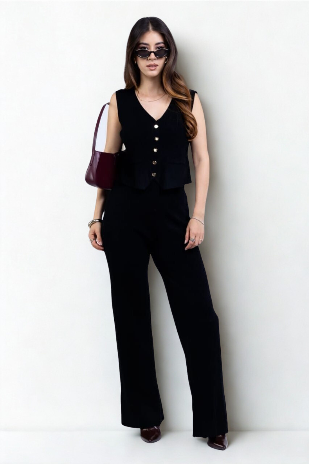 Conjunto Tejido Chaleco & Pantalón Tiro Alto