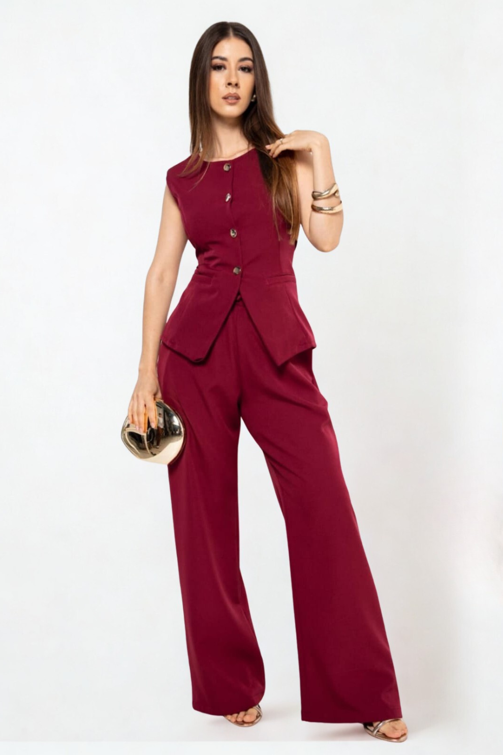 Conjunto de Chaleco y Pantalón en Tela Barbie Twill