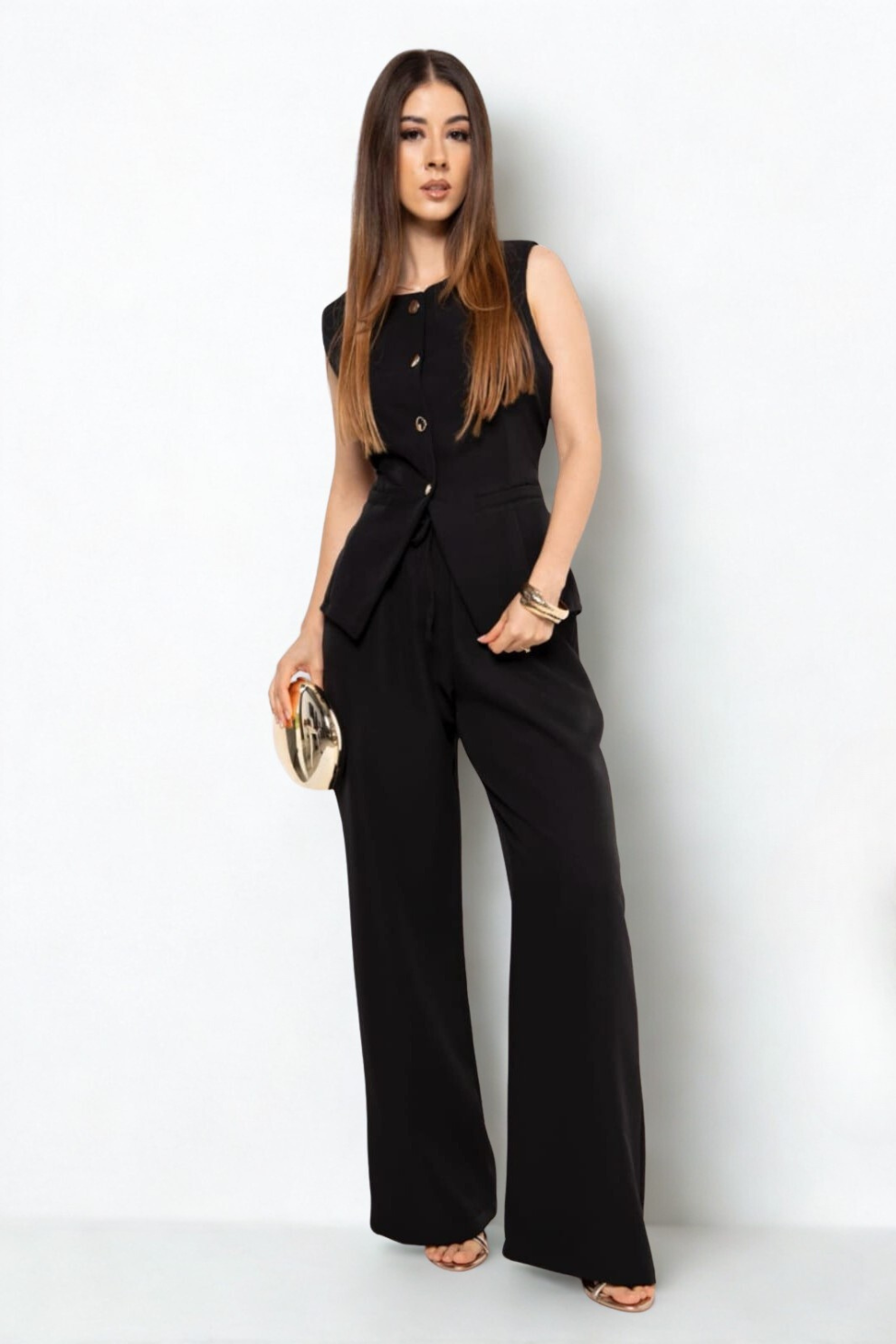 Conjunto de Chaleco y Pantalón en Tela Barbie Twill