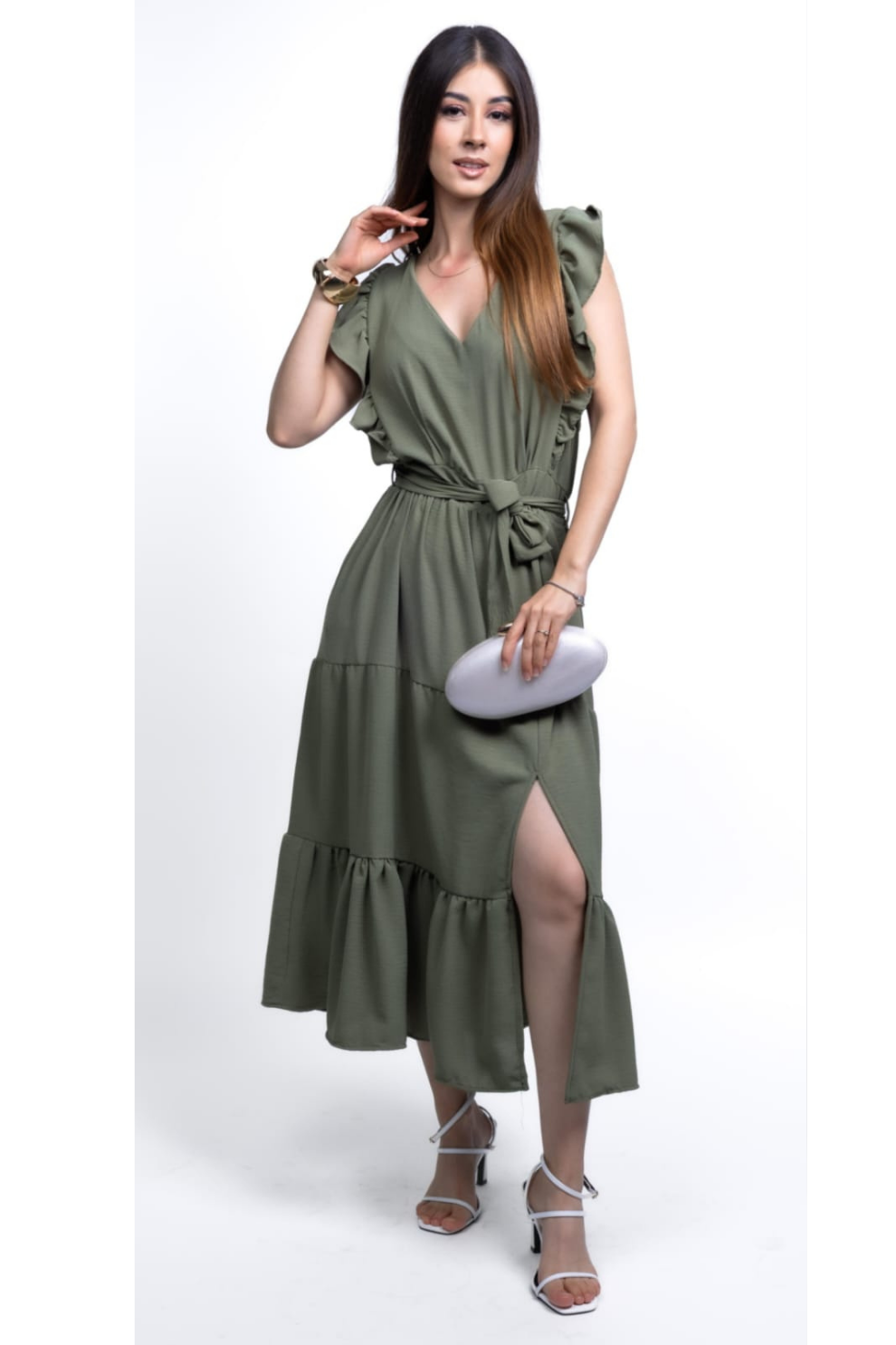 Vestido Midi con Olanes