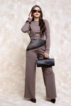 Conjunto Tejido Ribb con Licra – Blusa Manga Larga y Pantalón Tiro Alto