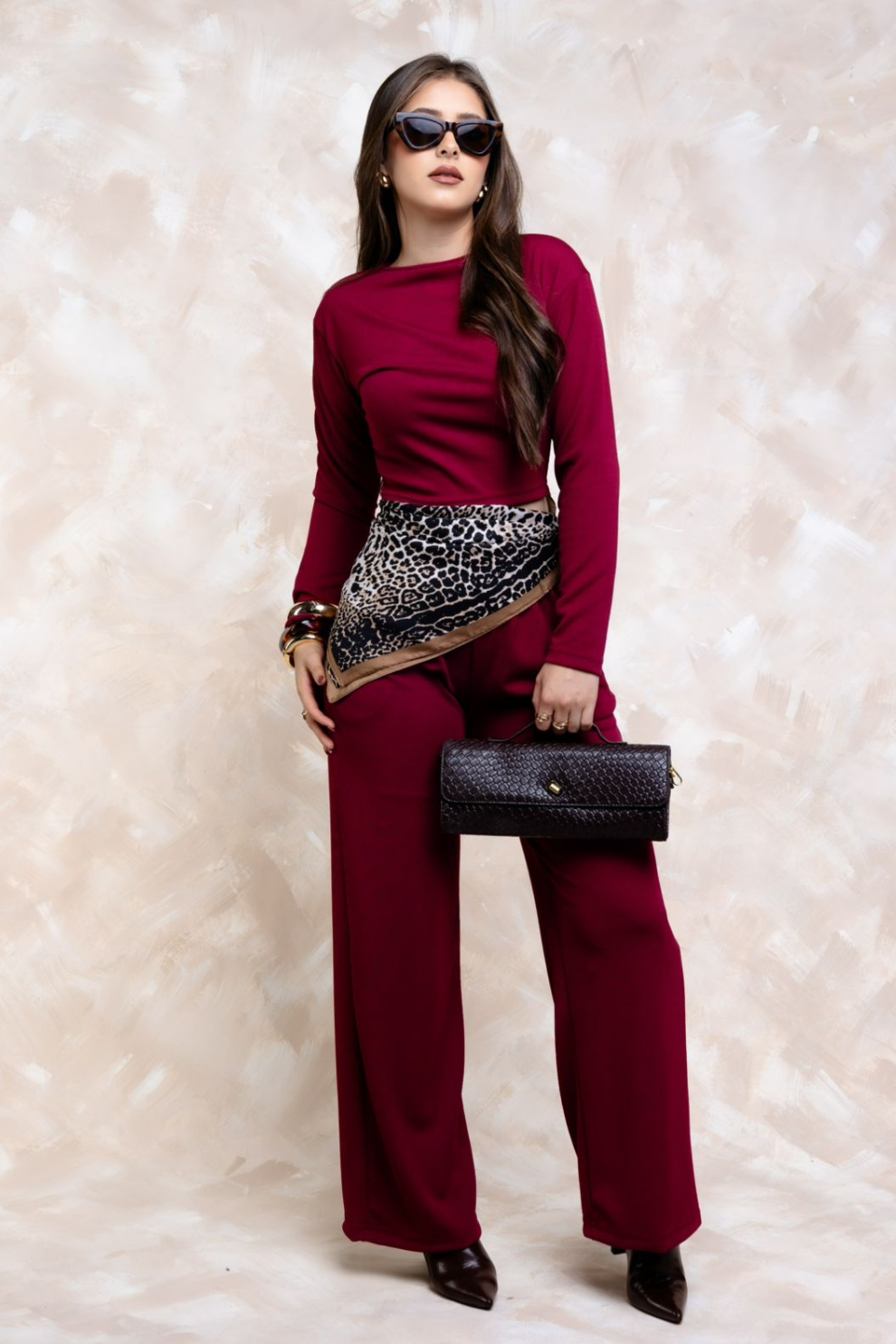 Conjunto Tejido Ribb con Licra – Blusa Manga Larga y Pantalón Tiro Alto
