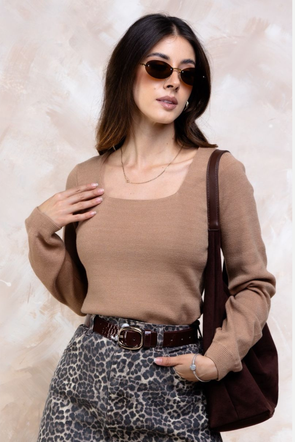 Blusa Cuello Cuadrado en Tejido Suave con Spandex