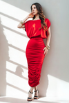 Vestido Satinado con Frunces Laterales