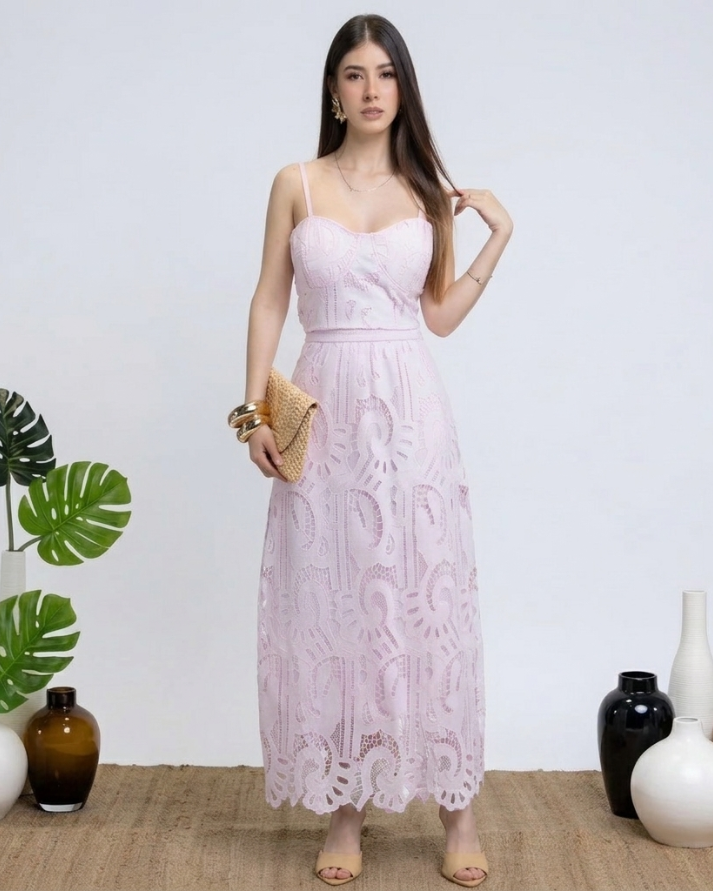 Conjunto de Dos Piezas en Encaje "Eyelet"