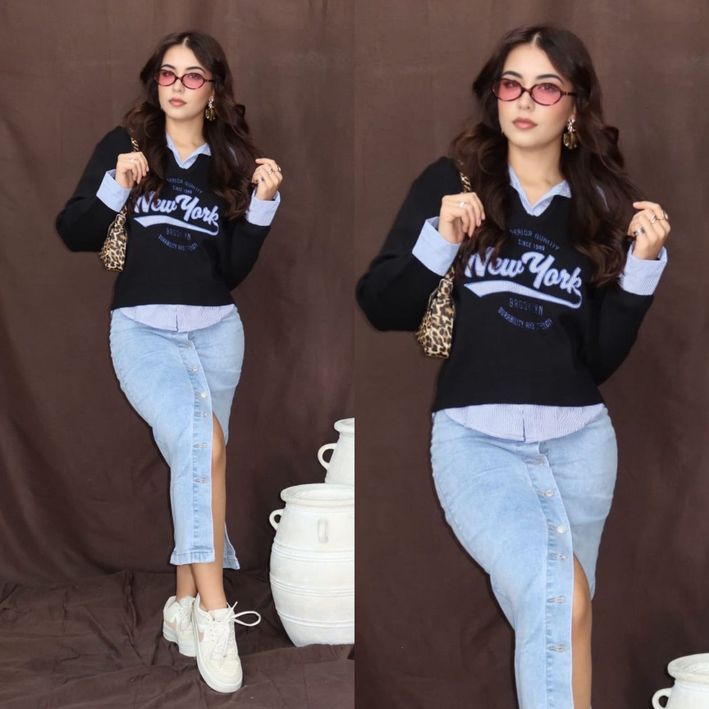 Suéter con cuello y puños tipo camis