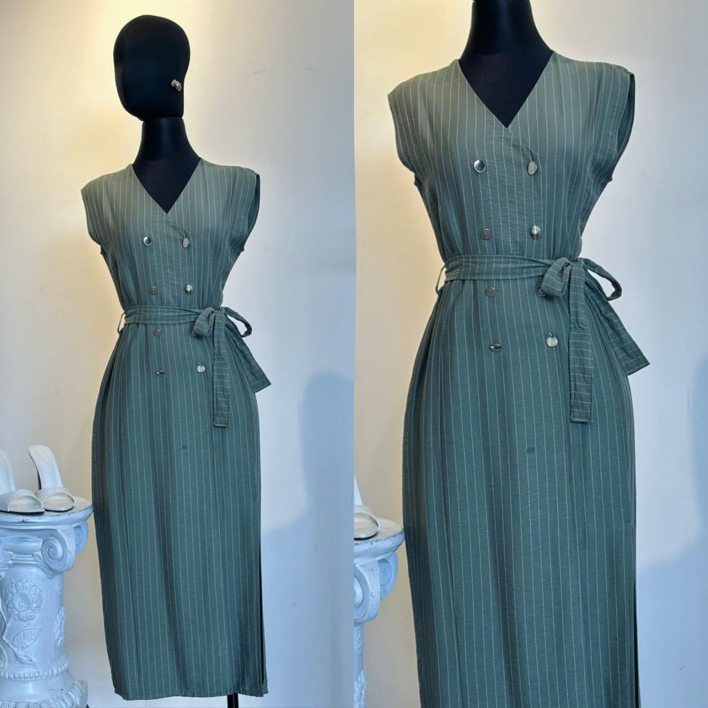 Vestido de Rayas – Elegancia con Estilo Cruzado