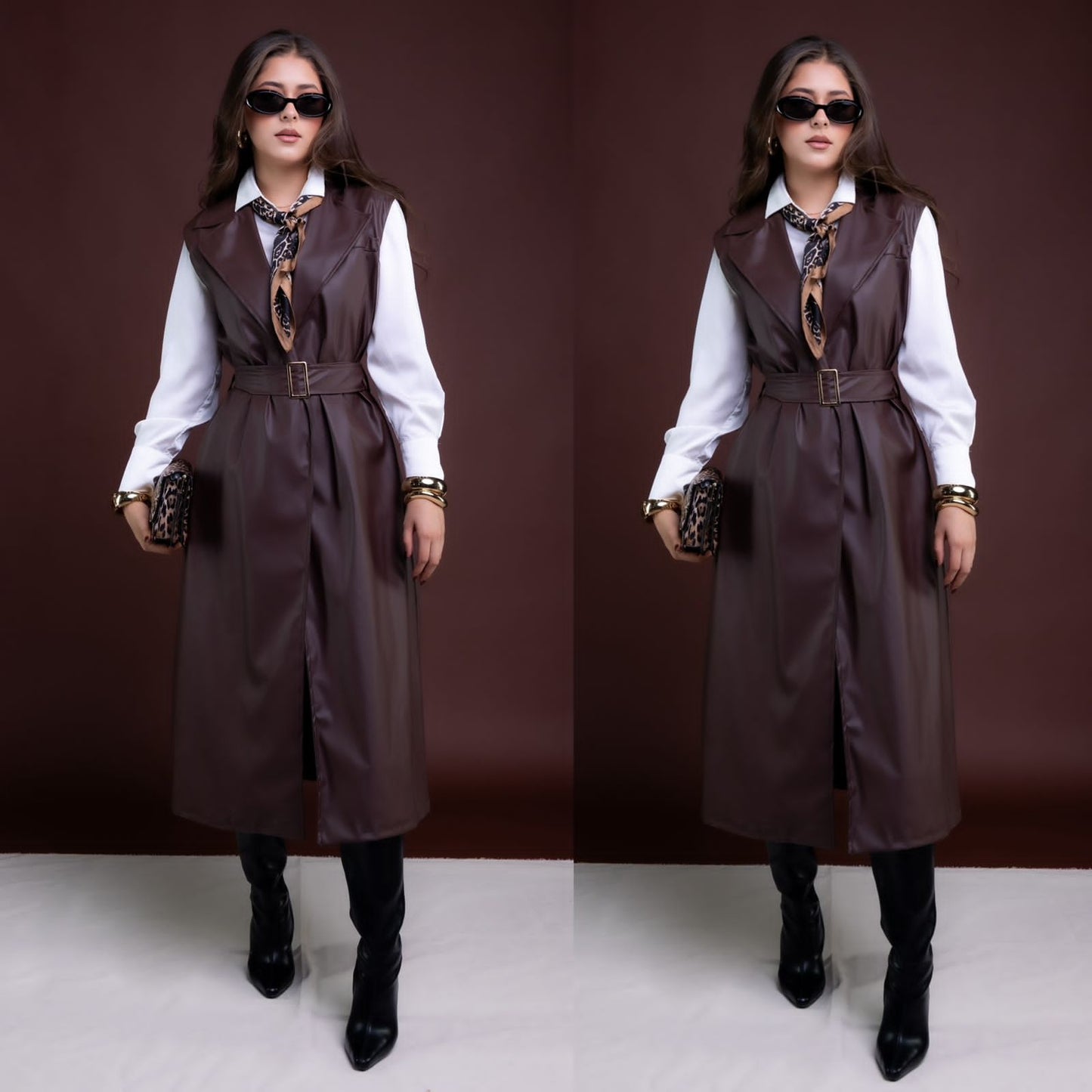 Maxi-Chaleco en Vinipiel con Hebilla de Metal
