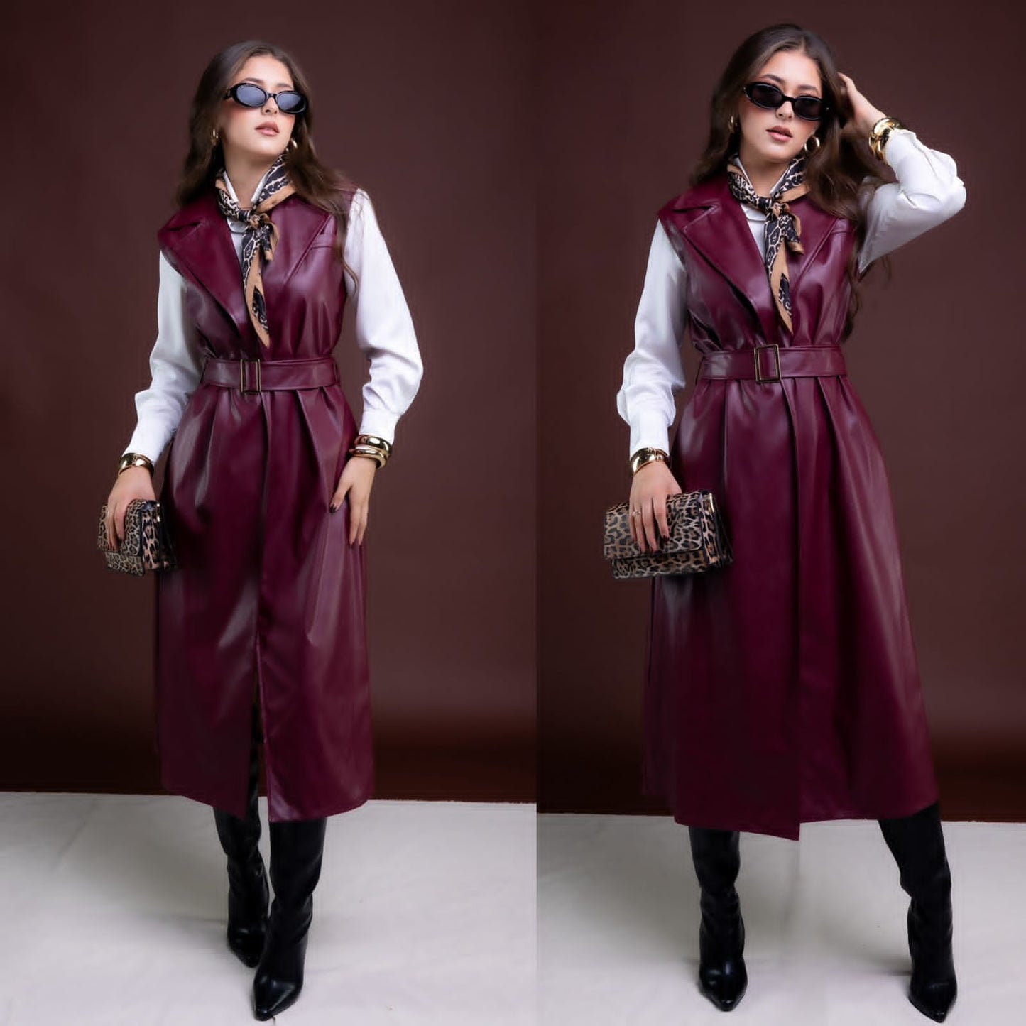 Maxi-Chaleco en Vinipiel con Hebilla de Metal
