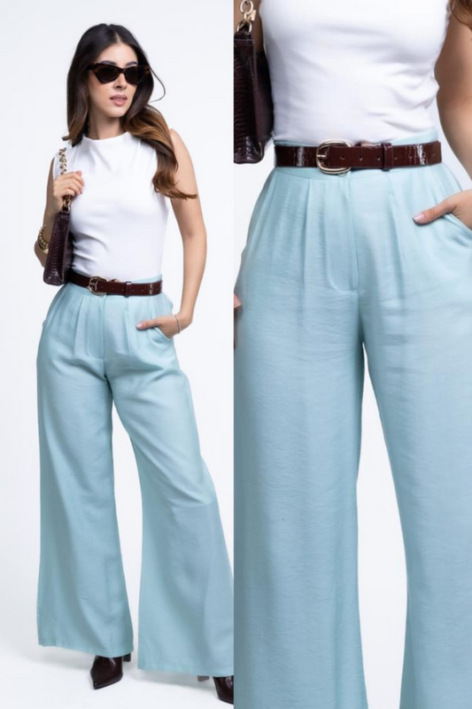 Pantalón Tiro Alto con Pretina Combinada