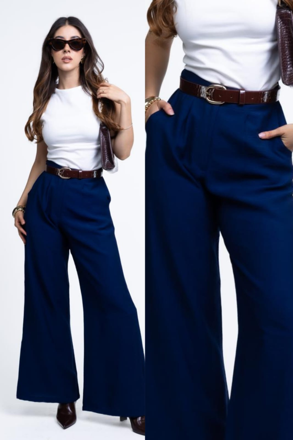 Pantalón Tiro Alto con Pretina Combinada