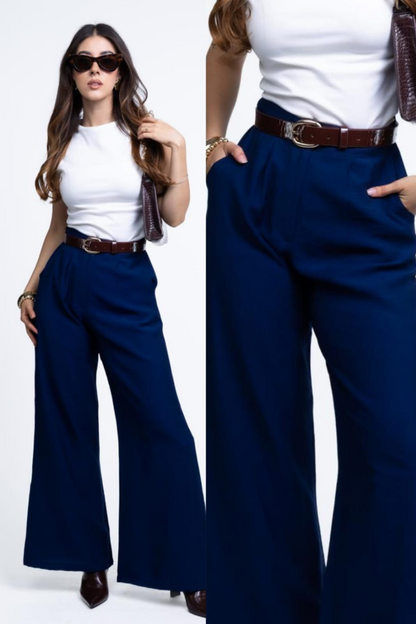 Pantalón Tiro Alto con Pretina Combinada