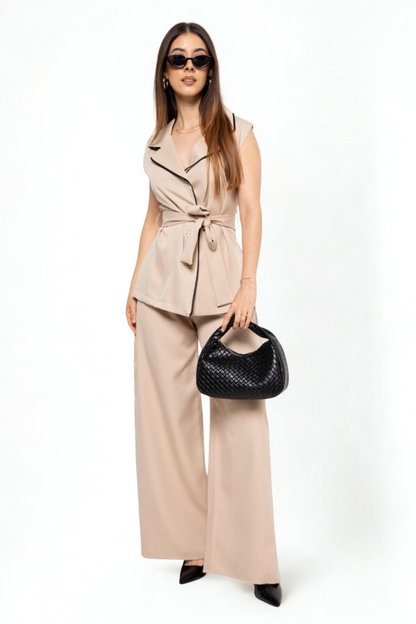 Conjunto de chaleco y pantalón en tela Barbie Twill
