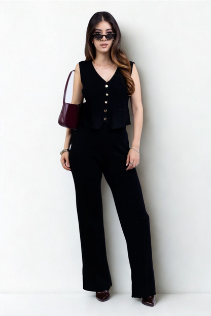 Conjunto Tejido Chaleco & Pantalón Tiro Alto
