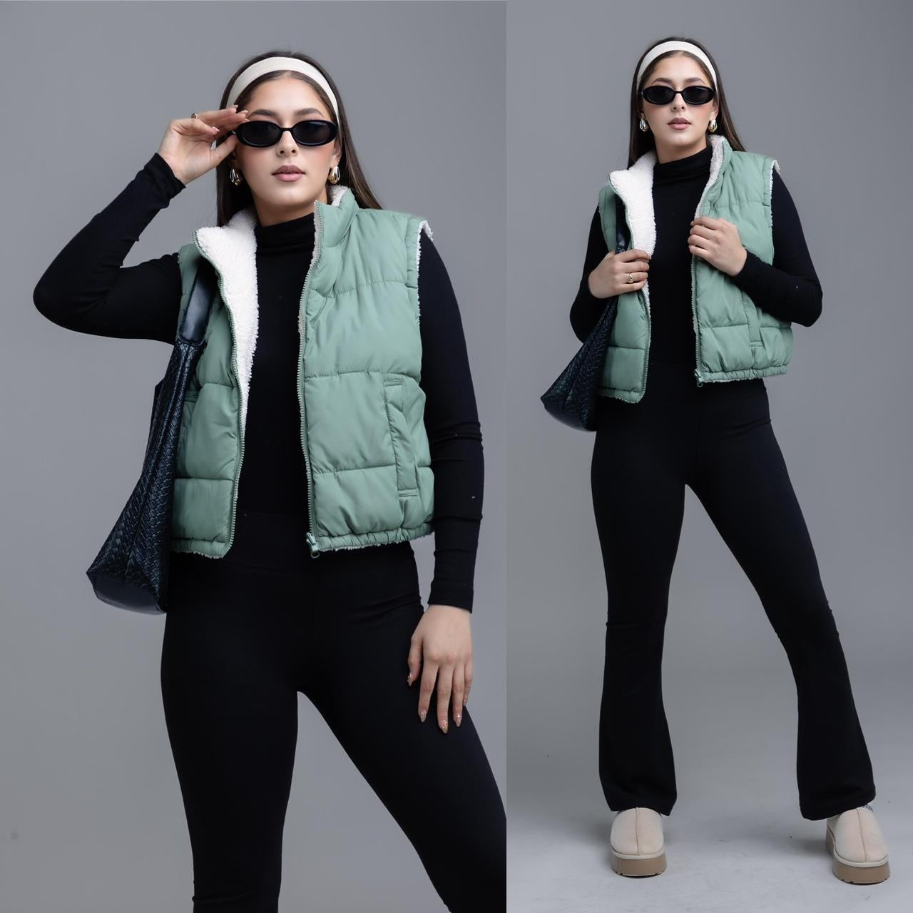 Chaleco Capitonado Reversible con Borreguita