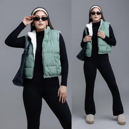 Chaleco Capitonado Reversible con Borreguita