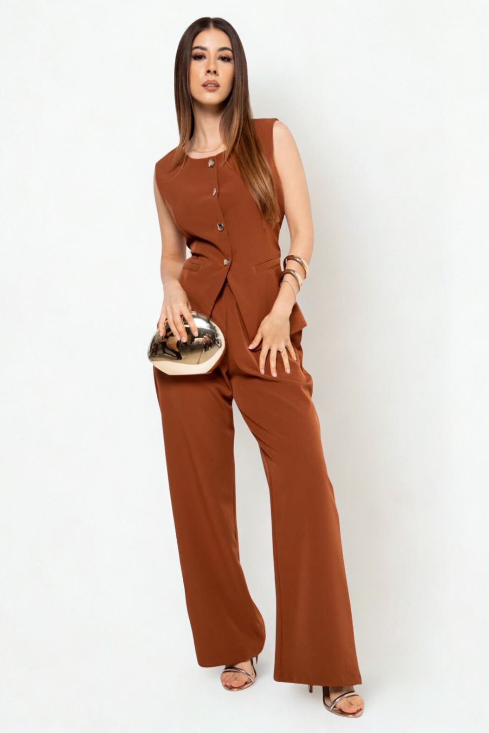 Conjunto de Chaleco y Pantalón en Tela Barbie Twill