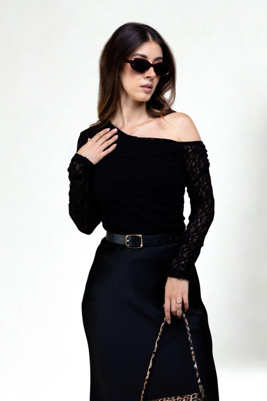 Blusa de Encaje Manga Larga