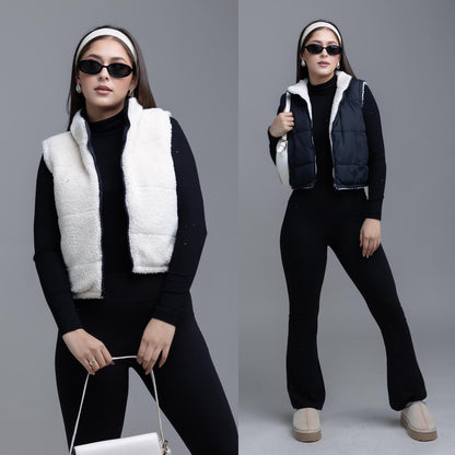 Chaleco Capitonado Reversible con Borreguita