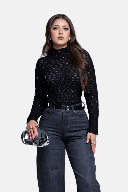 Blusa Mesh con Piedrería ✨🇺🇸