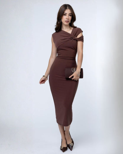 Vestido Ribbed Detalle en Hombro