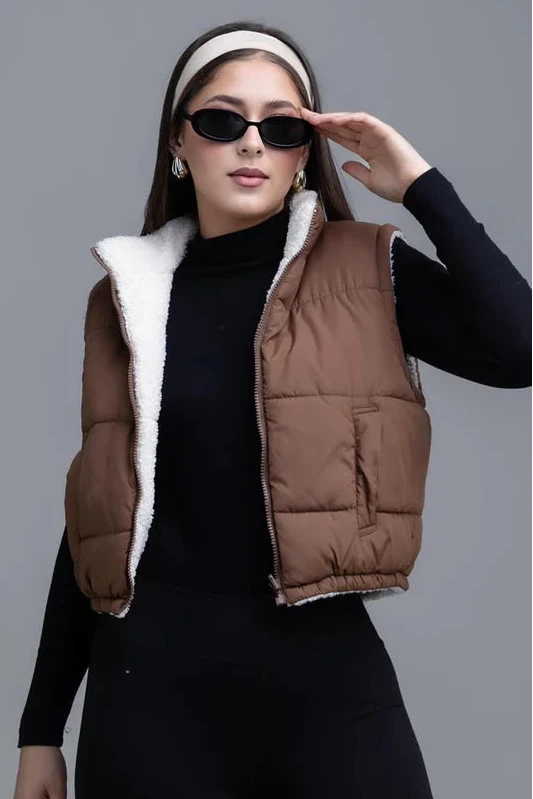 Chaleco Capitonado Reversible con Borreguita