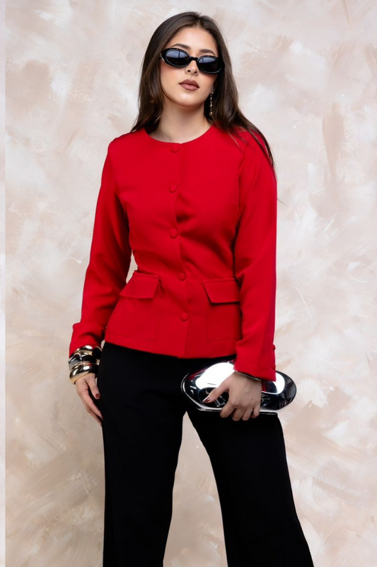 Blusa/Saco con Botones Forrados – Tela Premium