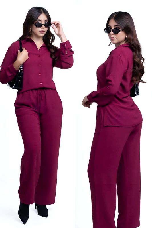 Conjunto de Camisa Manga Larga y Pantalón Tiro Alto