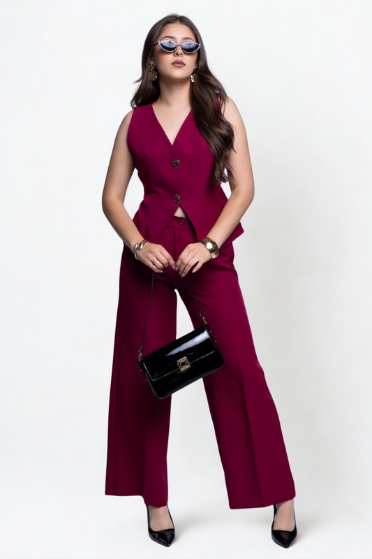 Conjunto Premium Chaleco Cruzado + Pantalón Tiro Alto
