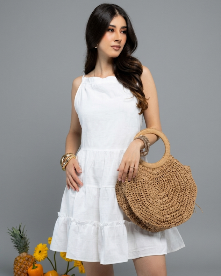 Vestido con Pliegues Ondulado