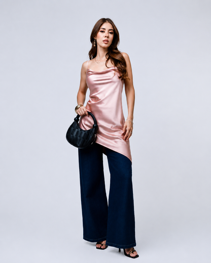Blusa Satinada Asimétrica Premium