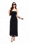 Vestido Midi Negro de puntos