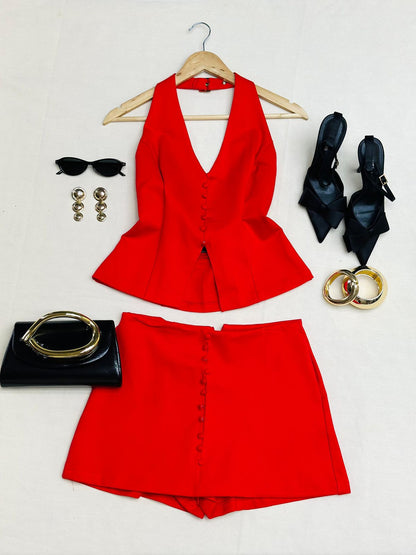 Conjunto Halter Falda Short