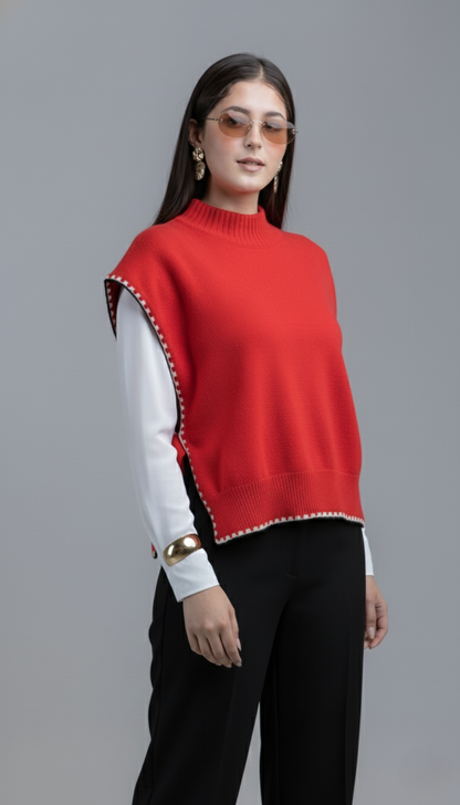 Chaleco Tejido con Moños Laterales