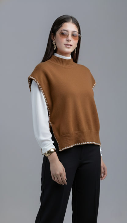 Chaleco Tejido con Moños Laterales