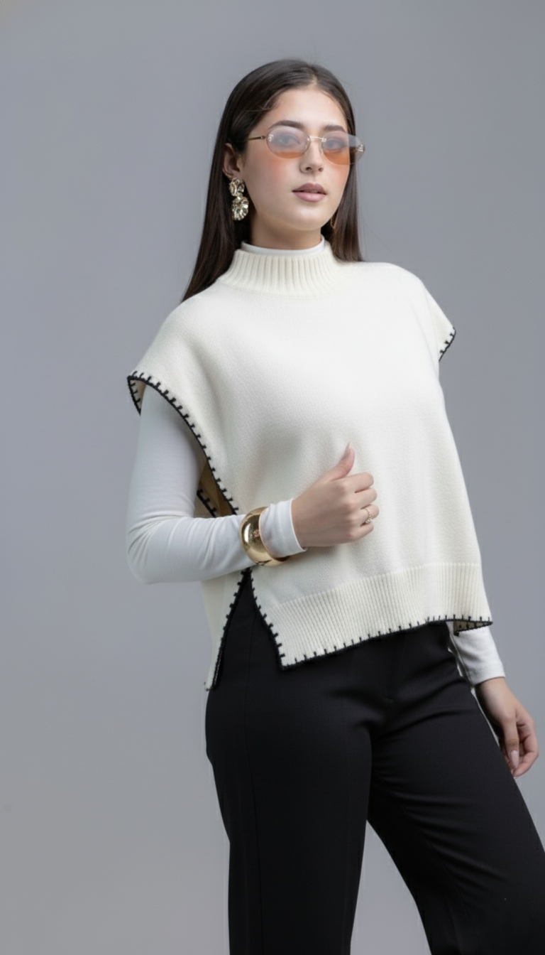 Chaleco Tejido con Moños Laterales