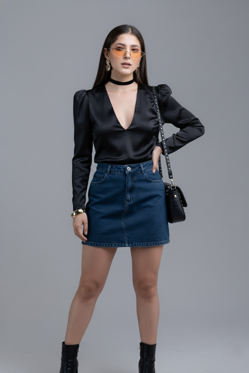 Short-falda de mezclilla