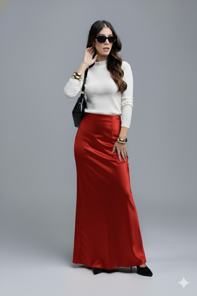 Falda Larga Satinada