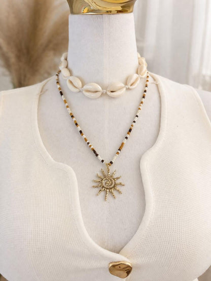 Set Collar Conchas & Sol Dorado
