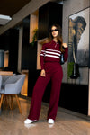 Conjunto  con suéter a rayas importado.