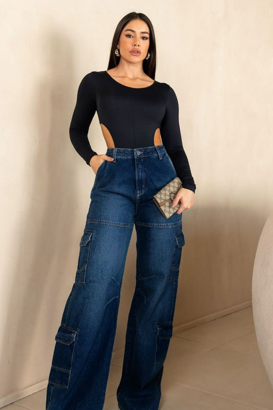 Jeans cargo de mezclilla