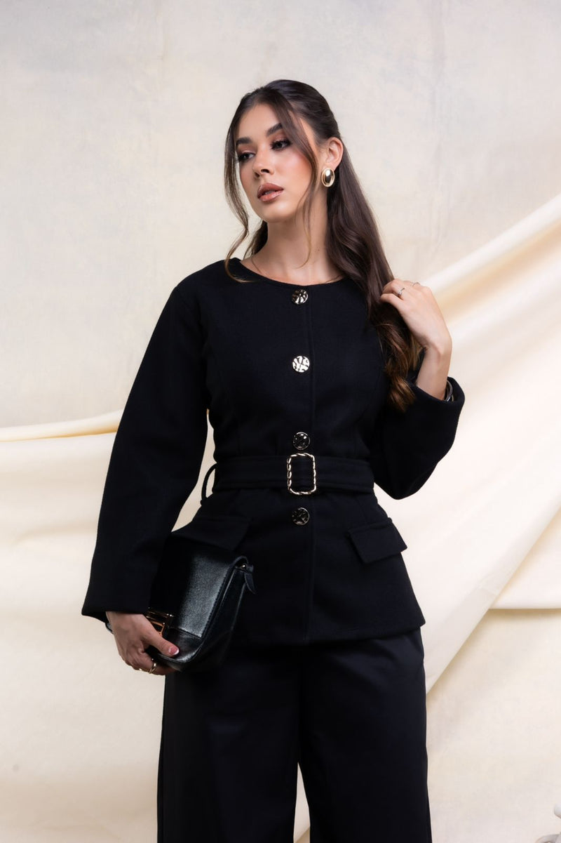 Saco con Cinto y Botones