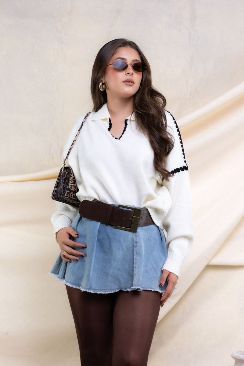 Suéter Tejido con Cuello Polo