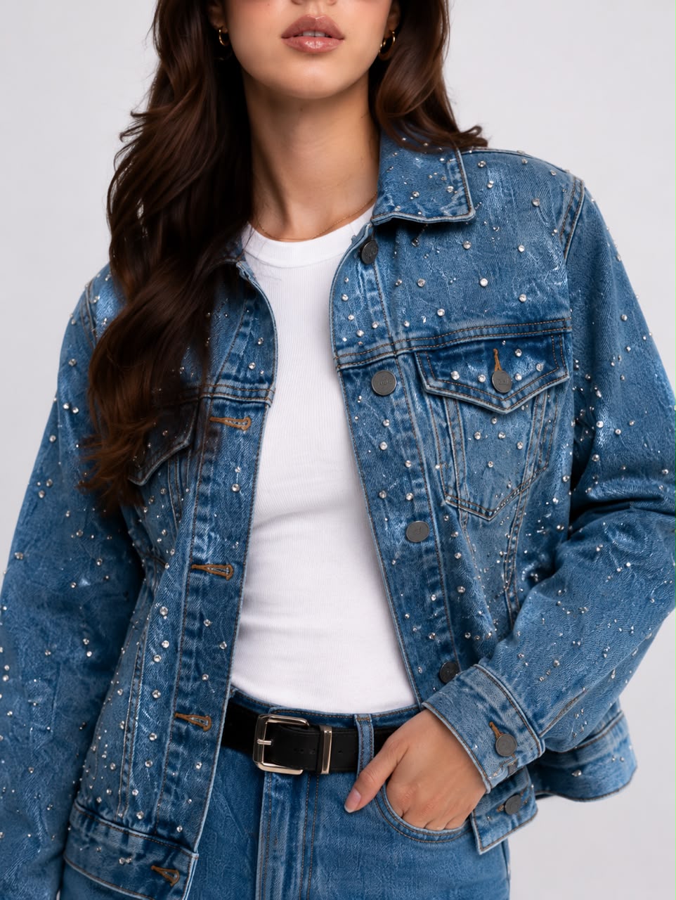 Chamarra Denim Premium con Pedrería