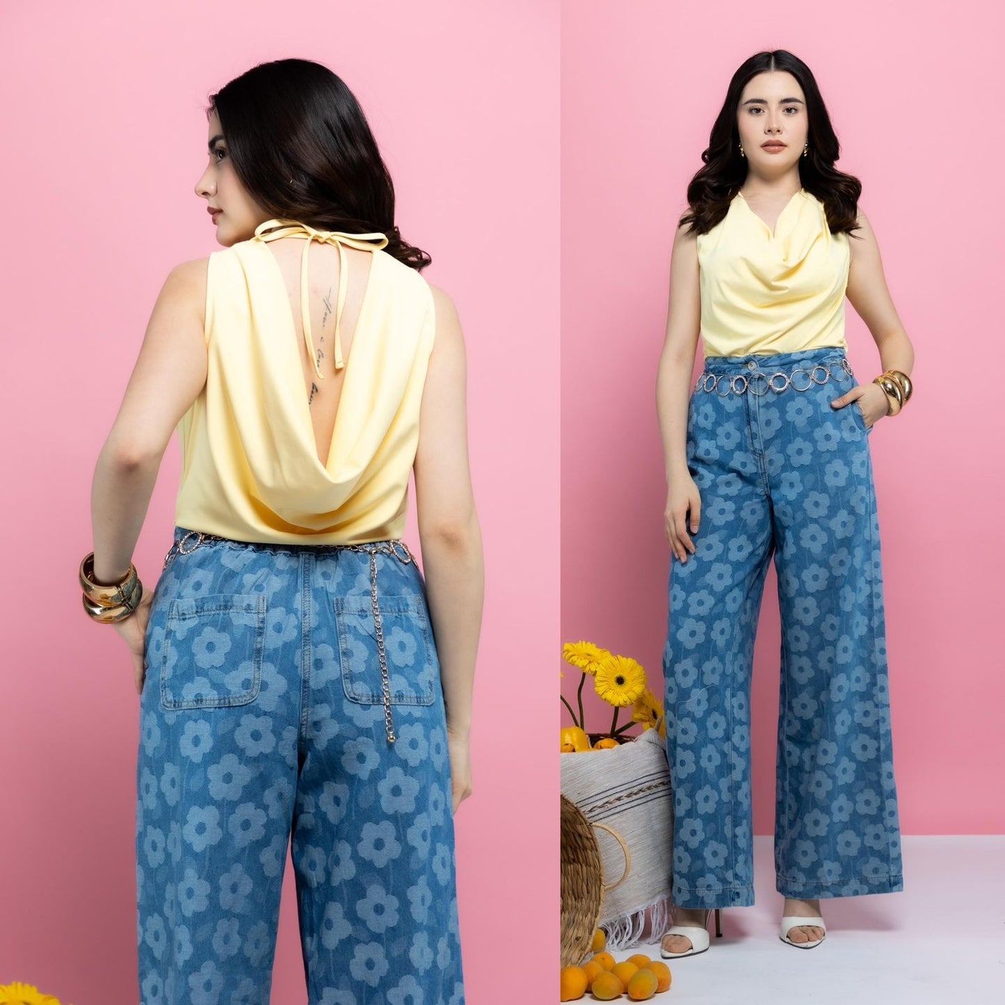 Blusa Satinada de Cuello Drapeado con Espalda Descubierta