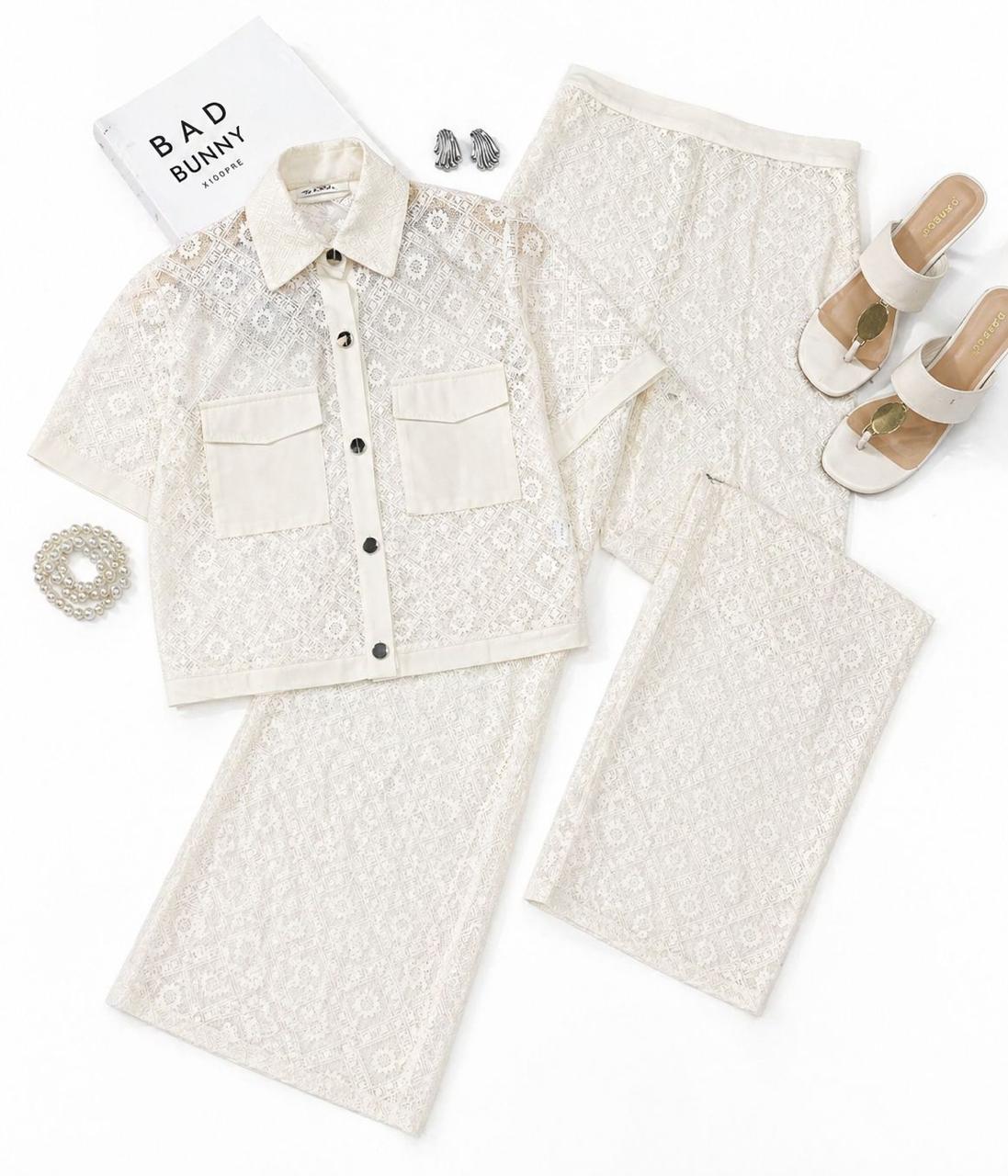 Conjunto de Encaje Manga Corta