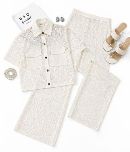 Conjunto de Encaje Manga Corta